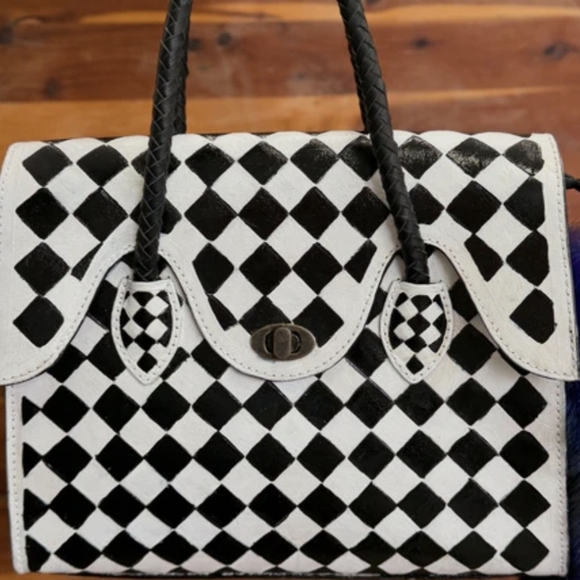 Black and White Checkered Women´s Bag